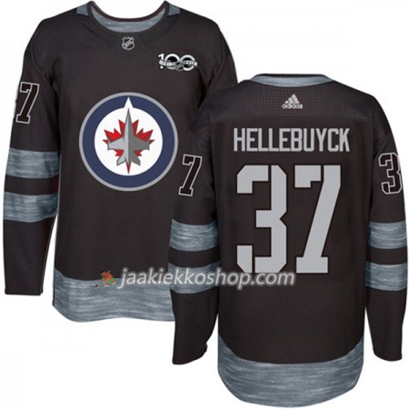 Miehille NHL Winnipeg Jets Pelipaita Connor Hellebuyck 37 1917-2017 100th Anniversary Adidas Musta Authentic